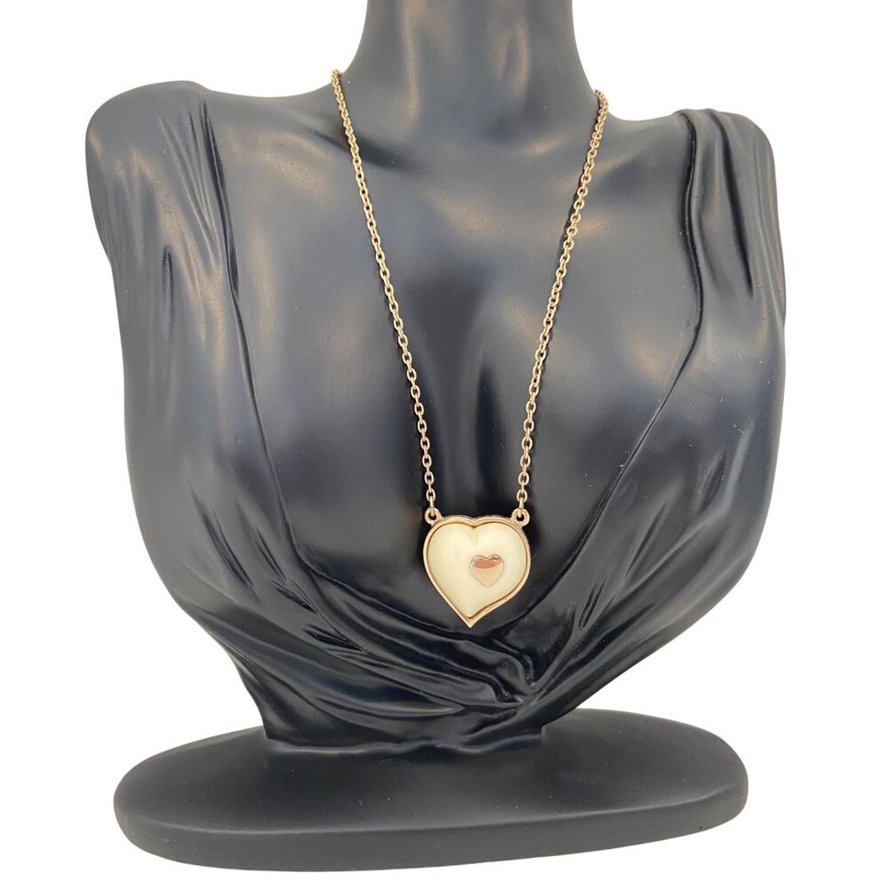 Vintage Sarah Coventry Canada Gold-Tone Necklace With Heart Pendant Featuring Cr